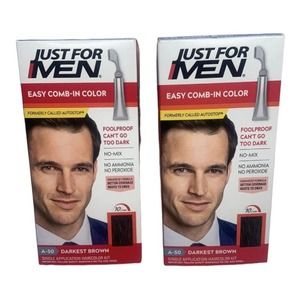 LOT OF 2 Just For Men Easy Comb-In Color Kit Darkest Brown A-50 FREE Shipping
